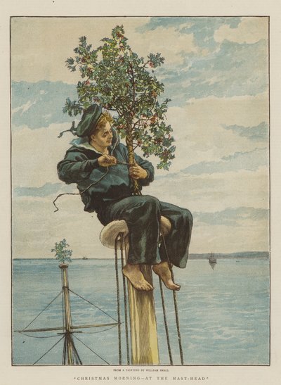 Julemorgen, ved mastehovedet (chromolitho) af William Small